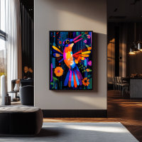 Expressionist Geometry Hummingbird – Vibrant Art