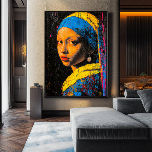 Expressionist Girl with a Pearl Earring - Bold Art Poster