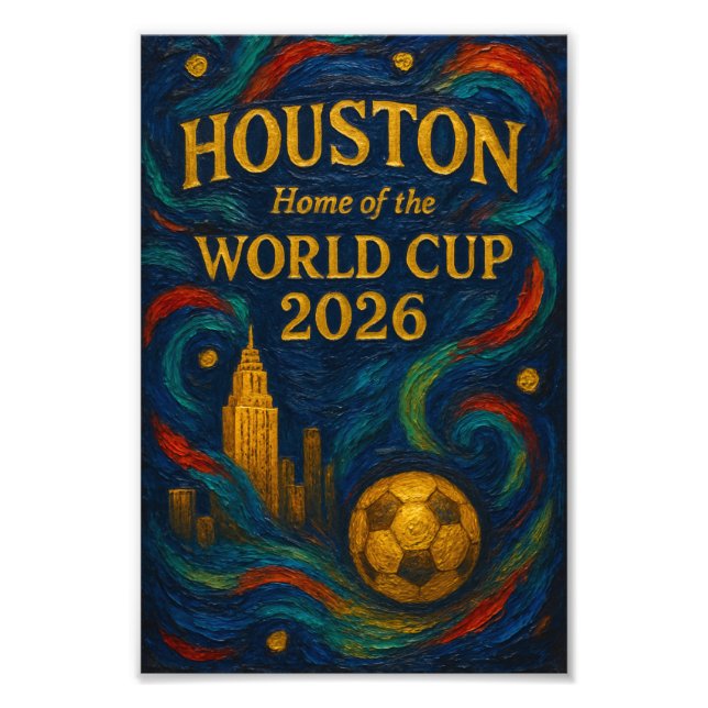 Expressionist Houston World Cup Deep Night Art Photo Print (Front)
