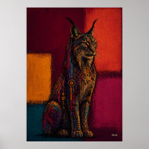 Expressionist Lynx in Colour Fields Abstract Poste