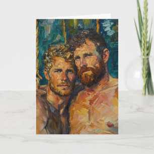 Expressionist Oil Beard Embrace Card