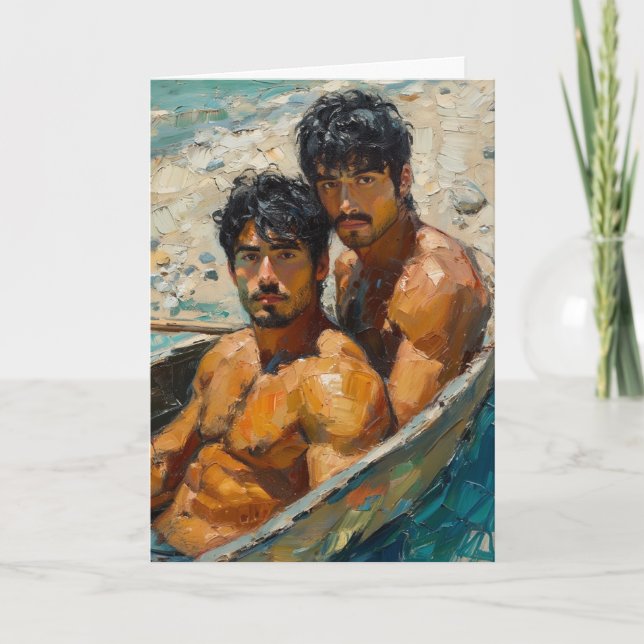 Expressionist Oil Portrait of Two Men Card (Front)