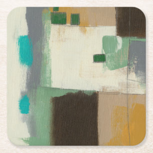 Expressionist Painting with Heavy Brush Strokes Square Paper Coaster