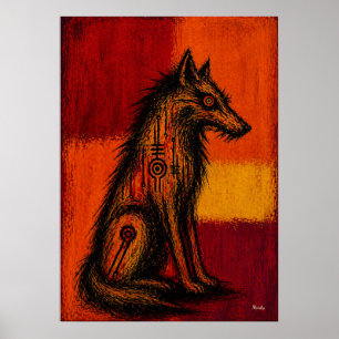 Expressionist Wolf in Colour Fields Abstract Poste Poster