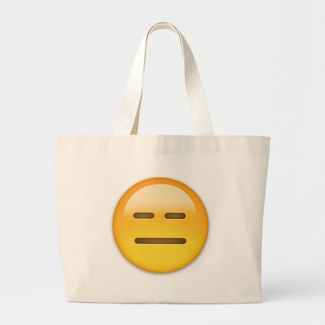 Expressionless Face Emoji Large Tote Bag (Front)