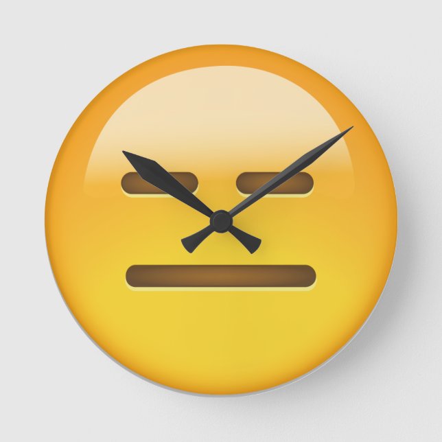 Expressionless Face Emoji Round Clock (Front)