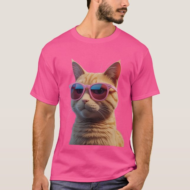 Expressive 3D Orange Cat Tee (Front)
