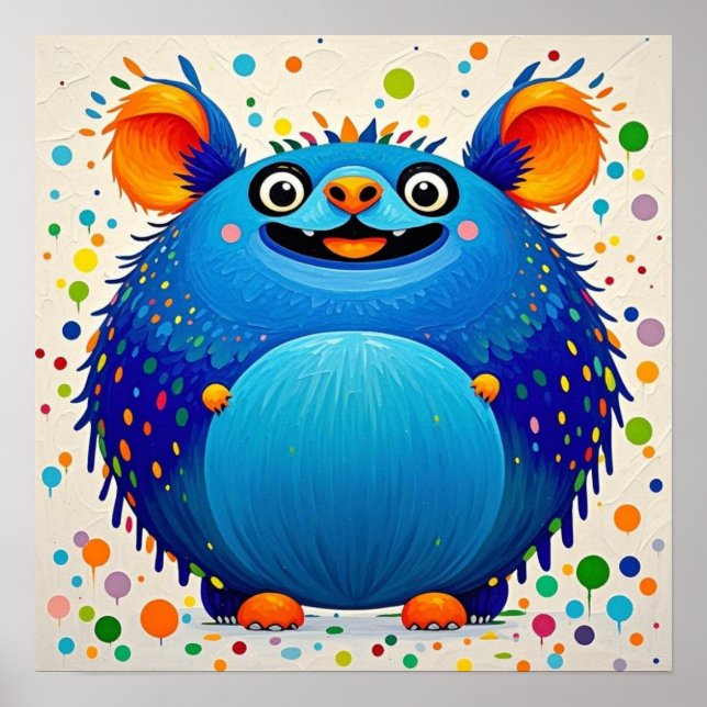 Expressive abstract animal art design colourful poster (Front)
