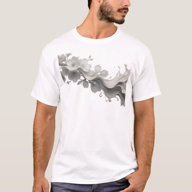 Expressive ABSTRACT FLOWER Artwork Creation T-Shirt (Front)
