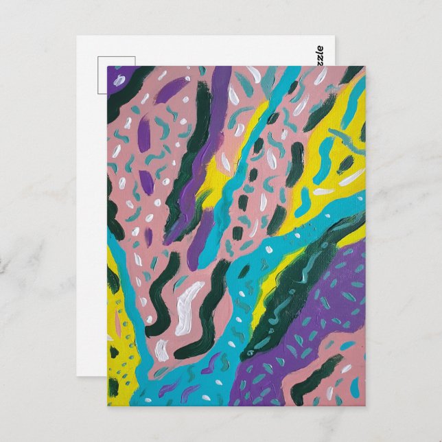 Expressive Abstract Paint in Multi-colours Postcard (Front/Back)