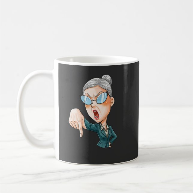 Expressive Angry Woman Art Coffee Mug (Left)