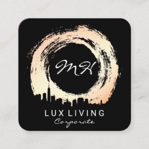 Expressive Brushed & Cityscape / Premium Executive Square Business Card
