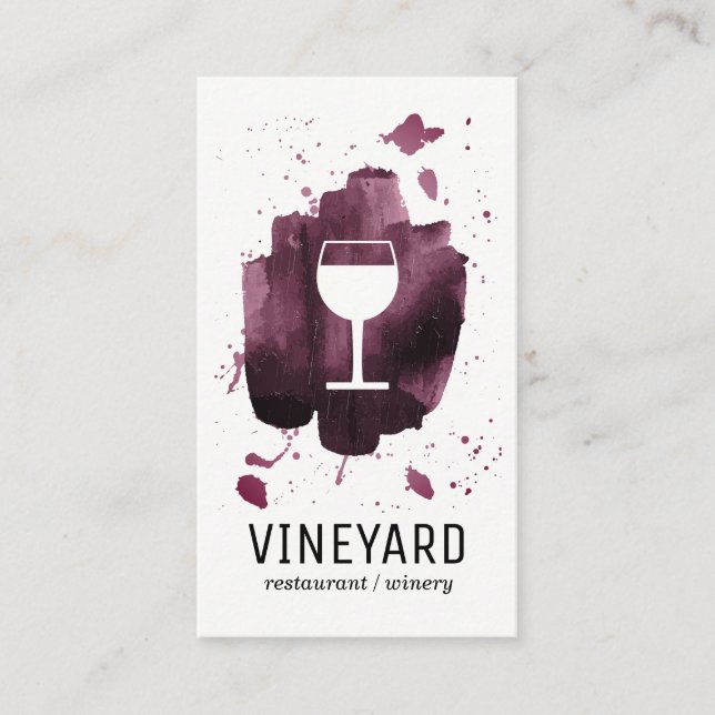 Expressive Brushed Texture / Wine Glass Business Card (Front)