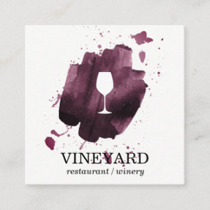 Expressive Brushed Texture / Wine Glass Square Business Card