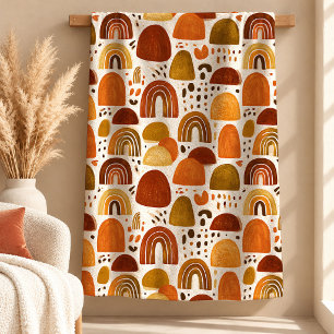 Expressive Burnt Orange Sage Rainbow Blanket Art