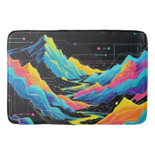 Expressive Color Pencil Digital Code Landscape Bath Mat