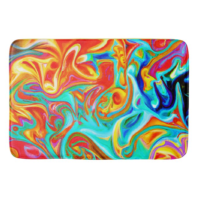 Expressive Colourful Abstractions Pattern Bath Mat (Front)