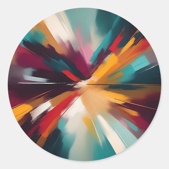 Expressive Colourful Brush Stroke Classic Round Sticker (Front)