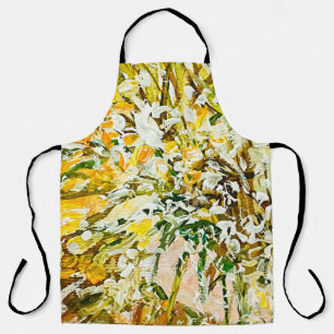 Expressive embossed paint on canvas, created using apron