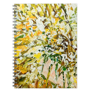 Expressive embossed paint on canvas, created using notebook