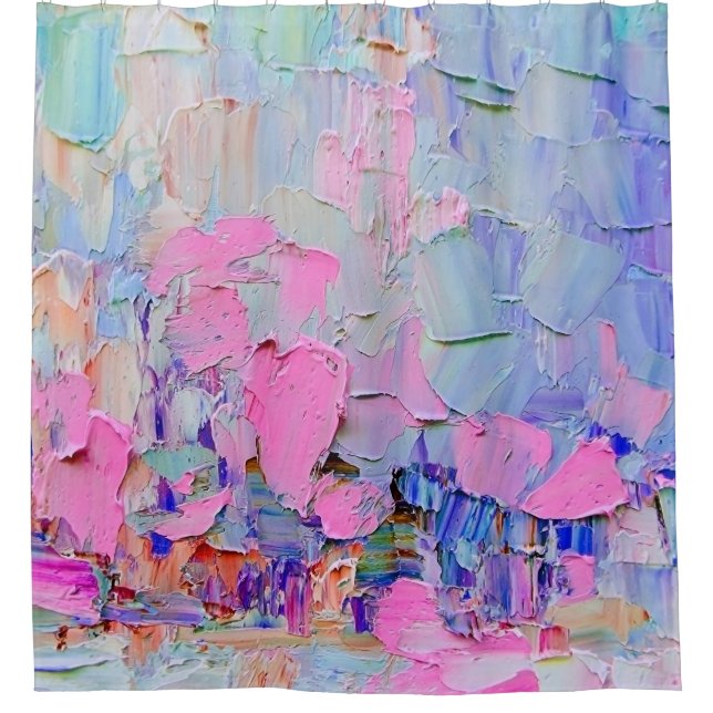 Expressive embossed paint on canvas, created using shower curtain (Front)