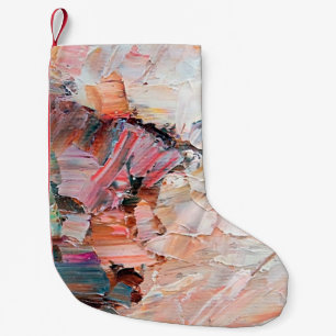 Expressive embossed pasty oil paints and reliefs.  small christmas stocking