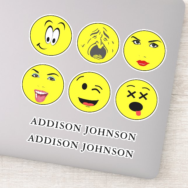 Expressive Emoji Faces Funny 6 Faces Add Name 8" (Detail)