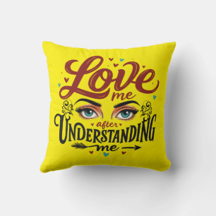 Expressive Eyes Love Message Print Cushion