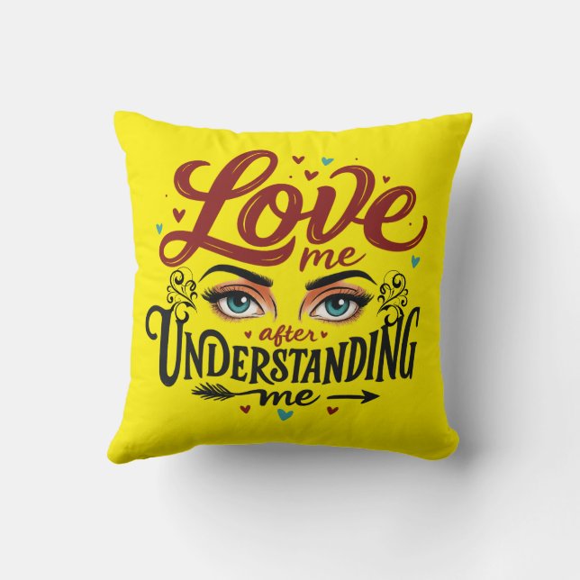 Expressive Eyes Love Message Print Cushion (Back)