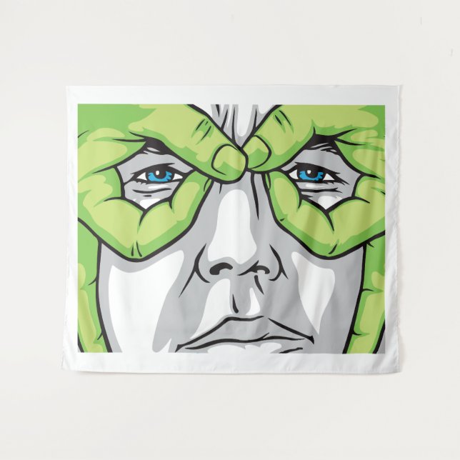 Expressive Faces, Green Hand, and Coloured Eyes Tapestry (Front (Horizontal))