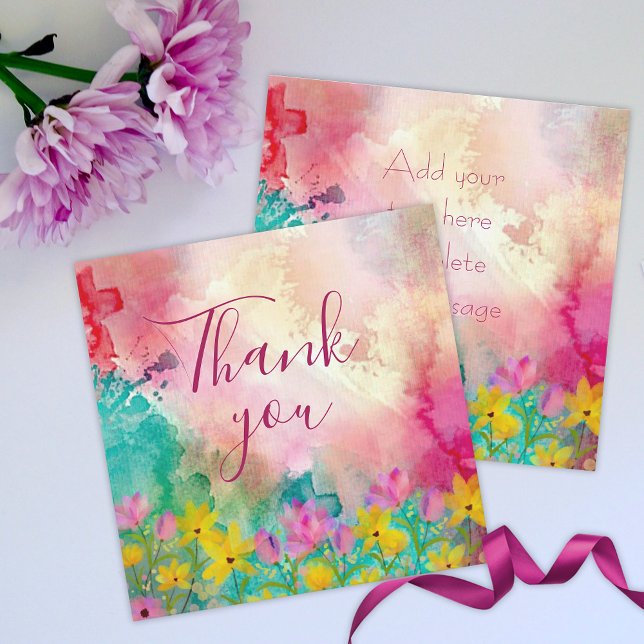 Expressive Floral Watercolor Thank You Card (Creator Uploaded)