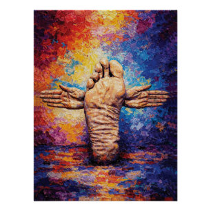 Expressive Foot with Arms Outstretched Vibrant Poster