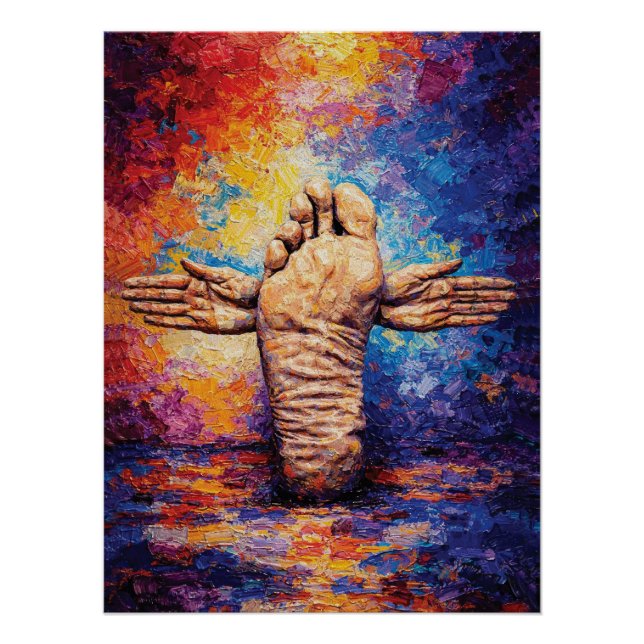 Expressive Foot with Arms Outstretched Vibrant  Poster (Front)