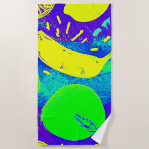 Expressive Fruits Neon Colour Pattern Art Beach Towel