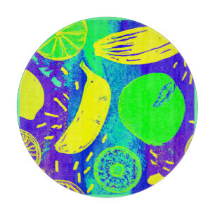 Expressive Fruits Neon Colour Pattern Art Cutting Board