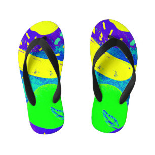 Expressive Fruits Neon Colour Pattern Art Kid's Jandals