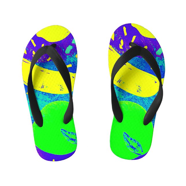 Expressive Fruits Neon Colour Pattern Art Kid's Jandals (Footbed)