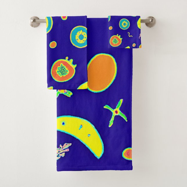 Expressive Neon Fruit Artistry Pattern Bath Towel Set (Insitu)