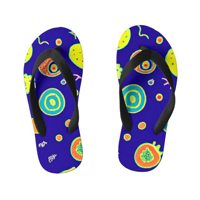 Expressive Neon Fruit Artistry Pattern Kid's Jandals (Footbed)