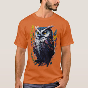 Expressive Owl Design Captivating WatercolorStyle  T-Shirt