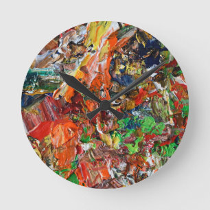 Expressive Paint Stroke from Artist Palette Round Clock