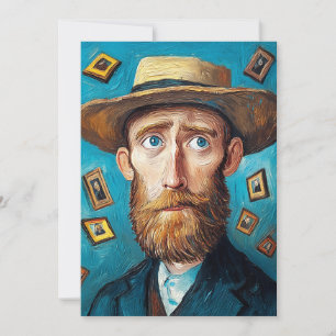 Expressive Portrait Bearded Man in Van Gogh Style Invitation