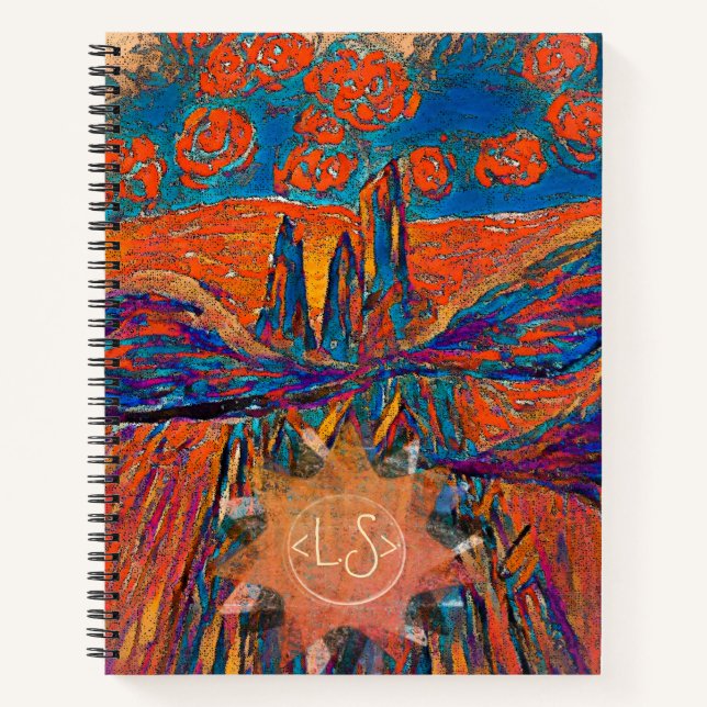 Expressive Roses in the Sky & Monogram Notebook (Front)