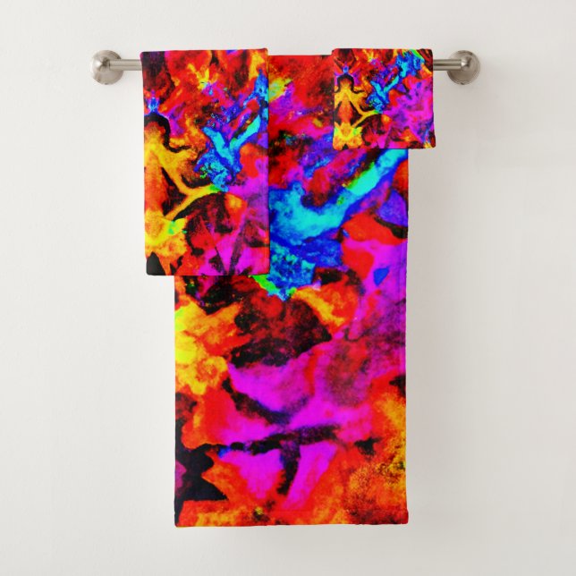 Expressive Vibrant Colours Artistry Bath Towel Set (Insitu)
