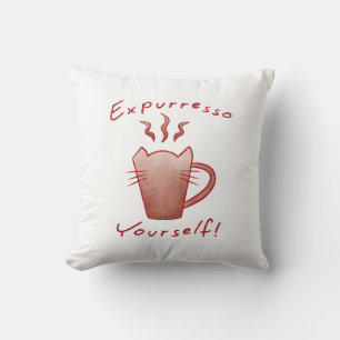 Expurresso Yourself Cats And Coffee Cushion