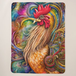 Exquisite Abstract Flourishing Rooster Sherpa Blanket