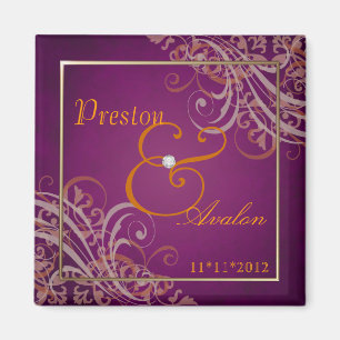 Exquisite Baroque Orange Save The Date Pink Magnet