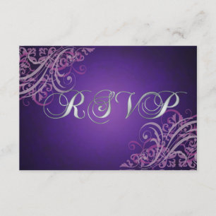 Exquisite Baroque Pink Scroll RSVP Card
