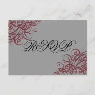 Exquisite Baroque Red Scroll RSVP Card