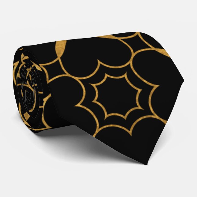  Exquisite Black and Gold Moroccan Inspired  Tie (Rolled)